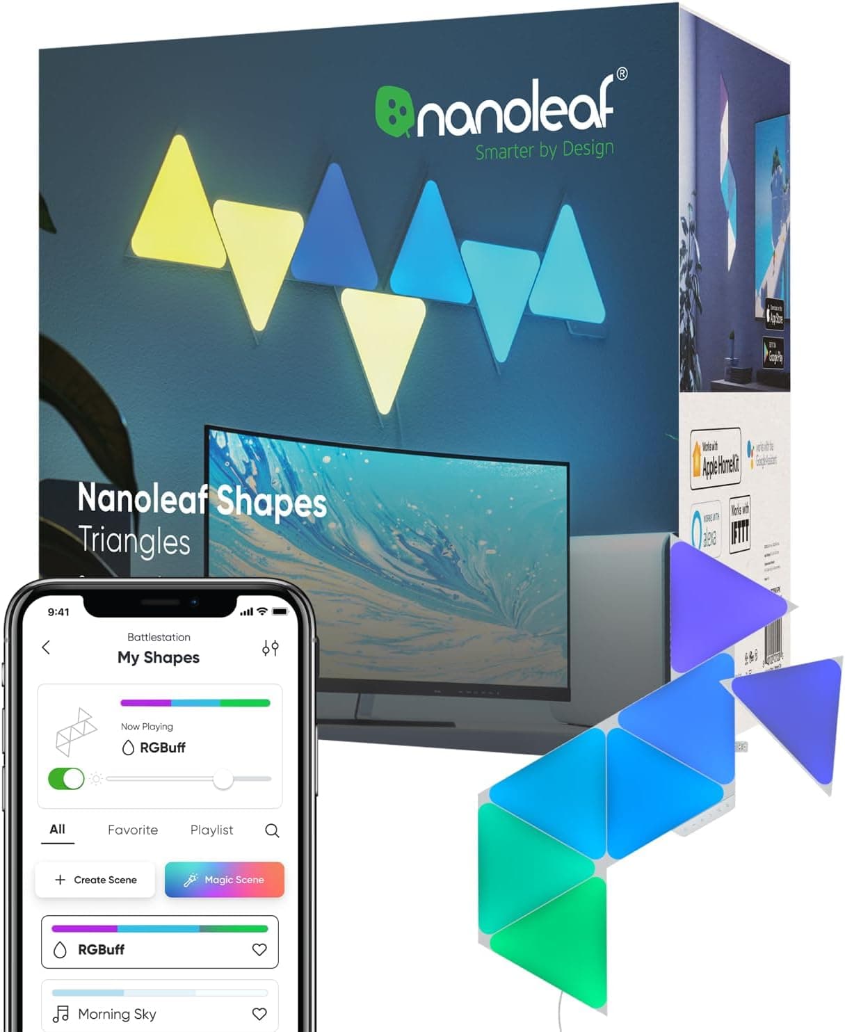 Nanoleaf Shapes Triangle Smart LED Wall Panels, 7-Pack