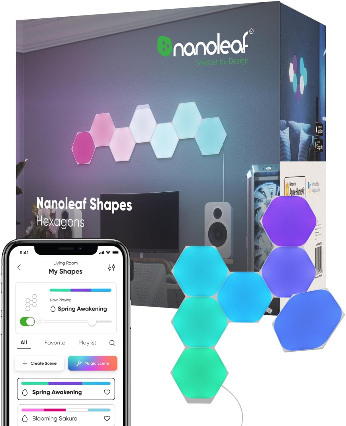 Nanoleaf Shapes Hexagon Smart LED Wall Panels, 7-Pack