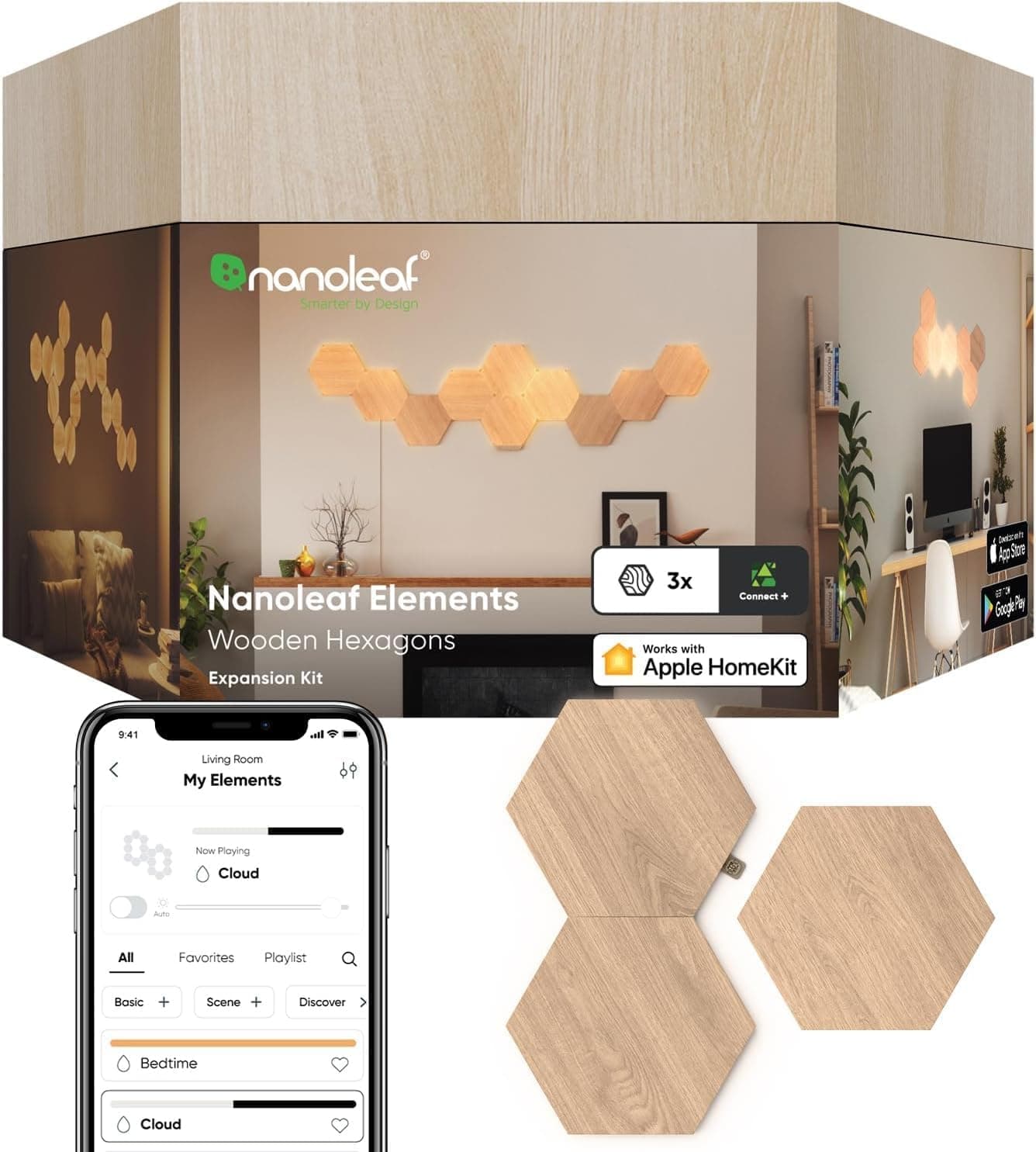 Nanoleaf Shapes Hexagon Expansion Pack, 3 Panels (Kit Required)